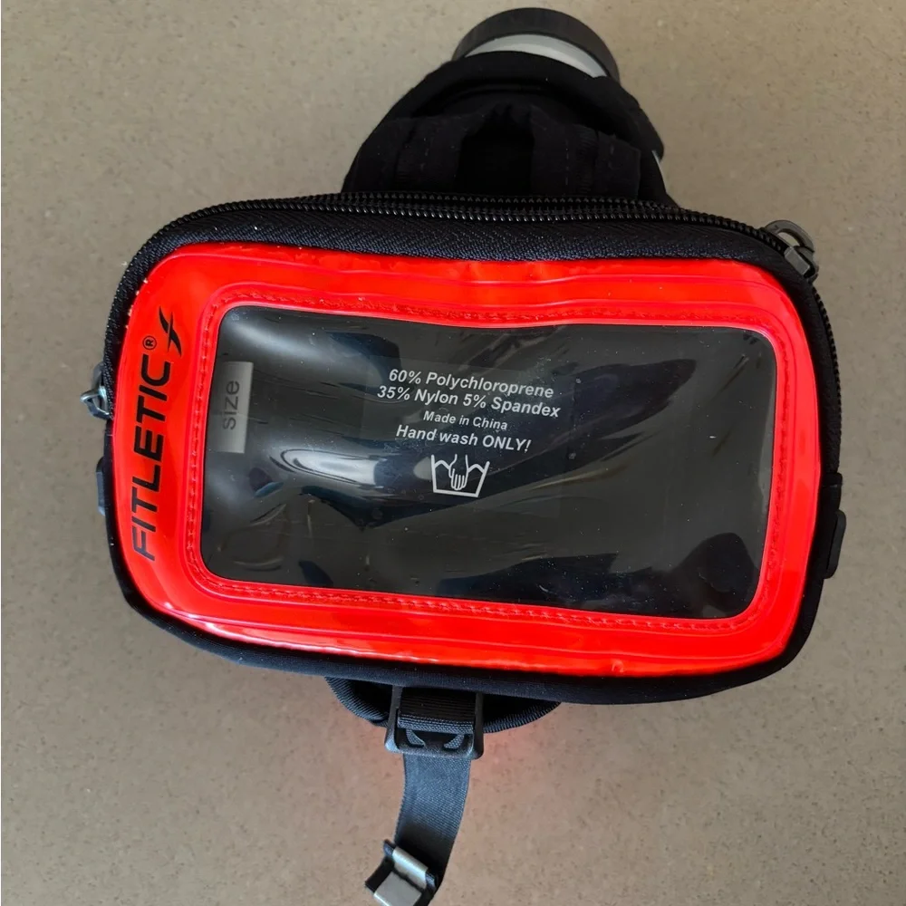Fitletic HydraPocket Handheld 12 oz Water Bottle Carrier Orange & Black